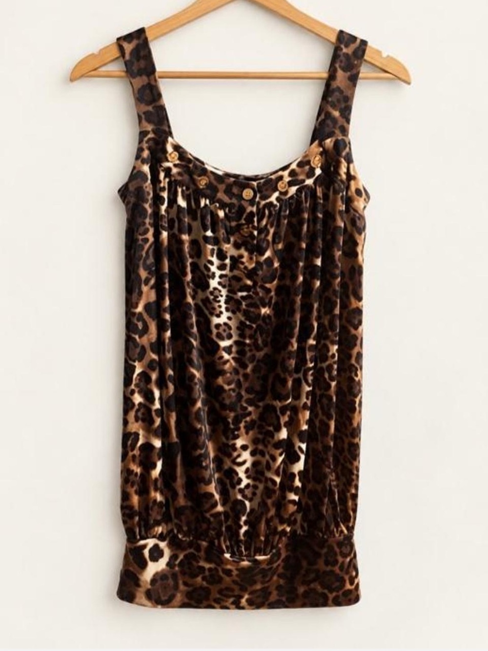 GUESS by Marciano Sleeveless Leopard Print Gold Logo Buttons Mini Dress XS